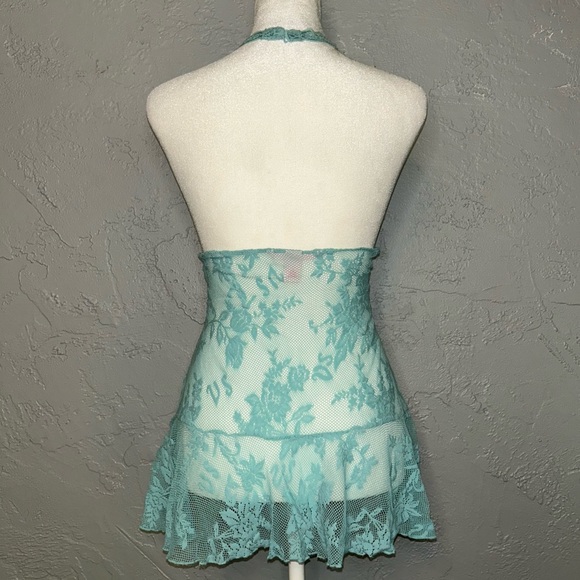 Y2K VS Baby Blue Halter Lace Slip - Picture 5 of 6
